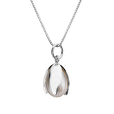 Silver pendant necklace on a white background